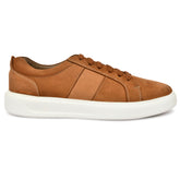 Men's tan Nu-Buck leather sneakers by Country Maddox for all-day comfort